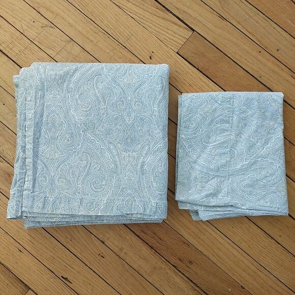 Lauren Ralph Lauren Full Double Flat Sheet Pillow Case Set Blue Paisley - Picture 1 of 6